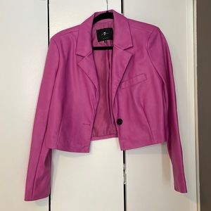 Hot Pink 7 For All Mankind Faux Leather Cropped Jacket